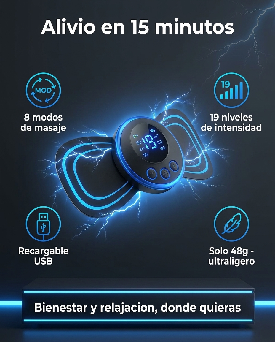 Masajeador Cervical EMS - Infografia caracteristicas
